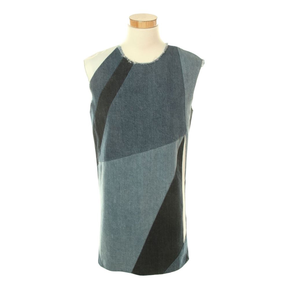 Maje Size 2 Sleeveless Denim Patchwork Dress